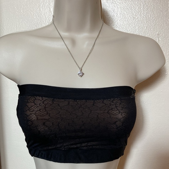 Dainty CZ Crystal Pendant Silver Tone Statement Necklace Chic - Picture 3 of 7